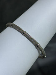 LIV Platinum Sterling Silver Mesh Design Halo Hand Made Magnetic Lock Tennis Bangle Stack Bracelet Gift