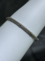 LIV Platinum Sterling Silver Mesh Design Halo Hand Made Magnetic Lock Tennis Bangle Stack Bracelet Gift