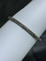 LIV Platinum Sterling Silver Mesh Design Halo Hand Made Magnetic Lock Tennis Bangle Stack Bracelet Gift