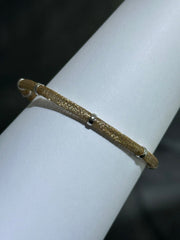 LIV 18k Yellow Gold Sterling Silver Mesh Design Halo Hand Made Magnetic Lock Tennis Bangle Stack Bracelet Gift