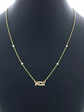 LIV 14k Yellow Gold & Diamonds Custom Made Hebrew Word Up to 5 letters Halo Bezel Necklace 16" Length Gift