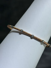 LIV 18k Rose Gold Sterling Silver White Sapphire Bezel Design Halo Hand Made Cable Cuff Bangle Stack Bracelet Gift