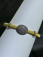 LIV 18k Yellow Gold Sterling Pave White Sapphire Cable Design Hand Made Cuff Bangle Stack Bracelet Gift