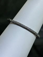 LIV 18k Black Gold Sterling Pave White Sapphire Stackable Design Hand Made Bangle Bracelet Gift