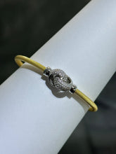 LIV 18k Yellow Gold Sterling Pave White Sapphire Love Knot Halo Design Hand Made Magnetic Lock Bangle Bracelet Gift