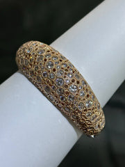 LIV 18k Rose Gold Sterling White Sapphire Round Halo Chunky Dome Design Hand Made Cable Bangle Bracelet Gift