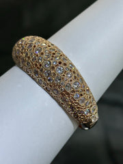 LIV 18k Rose Gold Sterling White Sapphire Round Halo Chunky Dome Design Hand Made Cable Bangle Bracelet Gift