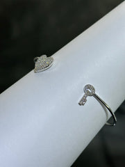 LIV Platinum Sterling Pave White Sapphire Heart & Key Halo Cable Design Hand Made Cuff Bangle Bracelet Gift