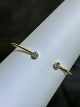 LIV 18k Yellow Sterling Silver Bezel Double Halo Sapphire Unique Design Hand Made Stackable Cuff Bangle Bracelet Gift