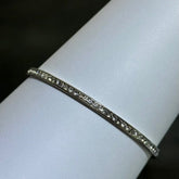 LIV Platinum Sterling Silver Pave White Sapphire Eternity Design Slip On Hand Made Stackable Bangle Bracelet Gift