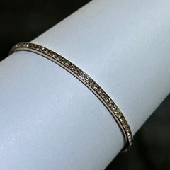 LIV 18k Rose Gold Sterling Silver White Sapphire Slip On Channel Set Design Hand Made Stackable Bangle Bracelet Gift