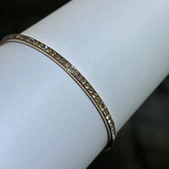 LIV 18k Rose Gold Sterling Silver White Sapphire Slip On Channel Set Design Hand Made Stackable Bangle Bracelet Gift