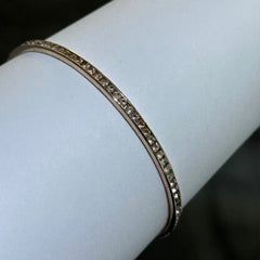 LIV 18k Rose Gold Sterling Silver White Sapphire Slip On Channel Set Design Hand Made Stackable Bangle Bracelet Gift