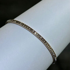 LIV 18k Rose Gold Sterling Silver White Sapphire Slip On Channel Set Design Hand Made Stackable Bangle Bracelet Gift
