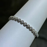 LIV Platinum Sterling Silver White Sapphire Halo Bezel Set Design Hand Made Stackable Tennis Bracelet Gift
