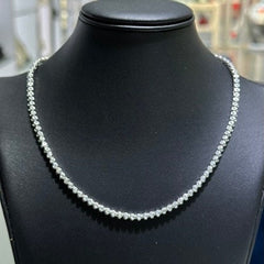 LIV Platinum Sterling Silver White Sapphire Round Cut Classic Bezel Halo Thin Tennis Necklace 16"L 3mm Width Wedding Jewelry