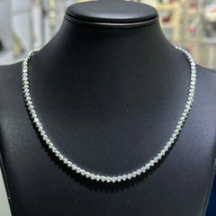 LIV Platinum Sterling Silver White Sapphire Round Cut Classic Bezel Halo Thin Tennis Necklace 16"L 3mm Width Wedding Jewelry