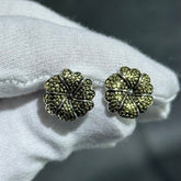 LIV 18k Yellow Gold Over Sterling Silver Hand Made Flower Cable Design Unique Cuff Links Bridal Wedding Gift