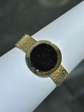 LIV 18k Yellow Gold Sterling Silver Oval Halo Design Unique Hand Made Hammered Cuff Bangle Bracelet Gift