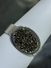 LIV Platinum Sterling Silver Oval Design Unique Bold Hand Made Hammered Cuff Bangle Bracelet Gift