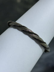 LIV 18k Black Gold Sterling Silver Twisted Mesh Design Magnetic Lock Halo Hand Made Soft Bangle Tennis Stack Bracelet Gift