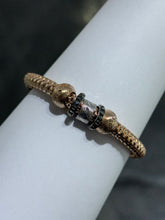 LIV 18k Rose Gold Sterling Silver Diamond Cut Bead Design Halo Mesh Hand Made Stretch Bangle Stack Bracelet Gift