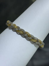 LIV 18k Yellow Gold Sterling Silver Twisted Braid Design Halo Mesh Hand Made Magnetic Lock Tennis Bangle Stack Bracelet Gift