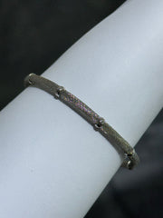 LIV Platinum Sterling Silver Mesh Design Halo Hand Made Magnetic Lock Tennis Bangle Stack Bracelet Gift