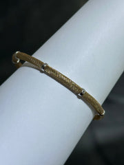 LIV 18k Yellow Gold Sterling Silver Mesh Design Halo Hand Made Magnetic Lock Tennis Bangle Stack Bracelet Gift