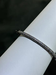 LIV 18k Black Gold Sterling Pave White Sapphire Stackable Design Hand Made Bangle Bracelet Gift
