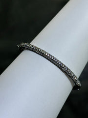 LIV 18k Black Gold Sterling Pave White Sapphire Stackable Design Hand Made Bangle Bracelet Gift