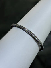 LIV 18k Black Gold Sterling Pave White Sapphire Stackable Design Hand Made Bangle Bracelet Gift