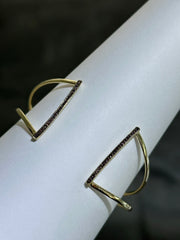 LIV 18k Yellow Sterling Silver Pave Champagne Sapphire Uniqe Design Hand Made Stackable Cuff Bangle Bracelet Gift