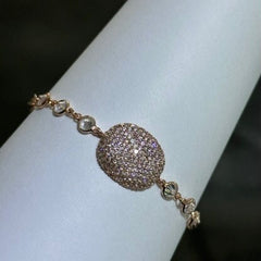 LIV 18k Rose Gold Sterling Silver Pave White Sapphire Bezel Halo Bean Design Hand Made Stackable Tennis Bracelet Gift