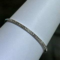 LIV Platinum Sterling Silver White Sapphire Slip On Channel Set Design Hand Made Stackable Bangle Bracelet Gift