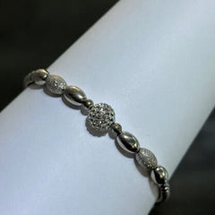 LIV Platinum Sterling Silver Crystal Bead Design Hand Made Stackable Tennis Bracelet Gift