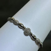 LIV Platinum Sterling Silver Crystal Bead Design Hand Made Stackable Tennis Bracelet Gift