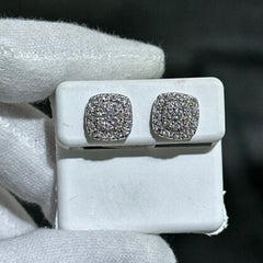 LIV 14k White Gold Natural Diamonds 1.00ct G/VS1 Pave Set Cushion Cut Halo Design Stud Earrings Gift