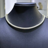 LIV 18k Yellow Gold Sterling Silver Simulated White Sapphires Round Cut 3mm Design Choker Tennis Necklace Gift Adjustable Length