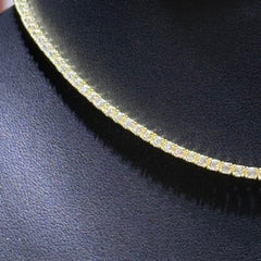 LIV 18k Yellow Gold Sterling Silver Simulated White Sapphires Round Cut 2.5mm Design Choker Tennis Necklace Gift Adjustable Length
