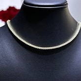 LIV 18k Yellow Gold Sterling Silver Simulated White Sapphires Round Cut 2.5mm Design Choker Tennis Necklace Gift Adjustable Length