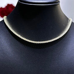 LIV 18k Yellow Gold Sterling Silver Simulated White Sapphires Round Cut 2.5mm Design Choker Tennis Necklace Gift Adjustable Length