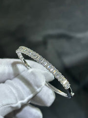 LIV 14k White Gold & Diamonds 5.10ct G-VS1 Emerald Cut Classic Design Stackable Bangle Bracelet 7" L