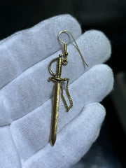 LIV 14k Yellow Gold Unique Vintage Sword Single Chandelier Earring One of a Kind