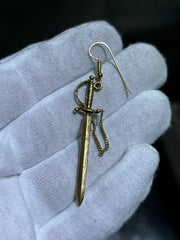 LIV 14k Yellow Gold Unique Vintage Sword Single Chandelier Earring One of a Kind
