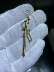 LIV 14k Yellow Gold Unique Vintage Sword Single Chandelier Earring One of a Kind