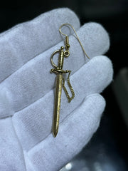 LIV 14k Yellow Gold Unique Vintage Sword Single Chandelier Earring One of a Kind