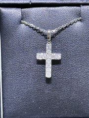 LIV 14k White Gold Natural White Diamonds Simple Classic Cross Crucifix Pendant