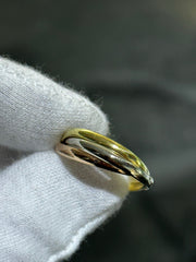 LIV 14k Tri Color Gold Inter Locking Triple Band Rolling Design Men's Band Ring Size 9