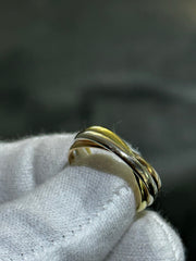 LIV 14k Tri Color Gold Inter Locking Triple Band Rolling Design Men's Band Ring Size 9